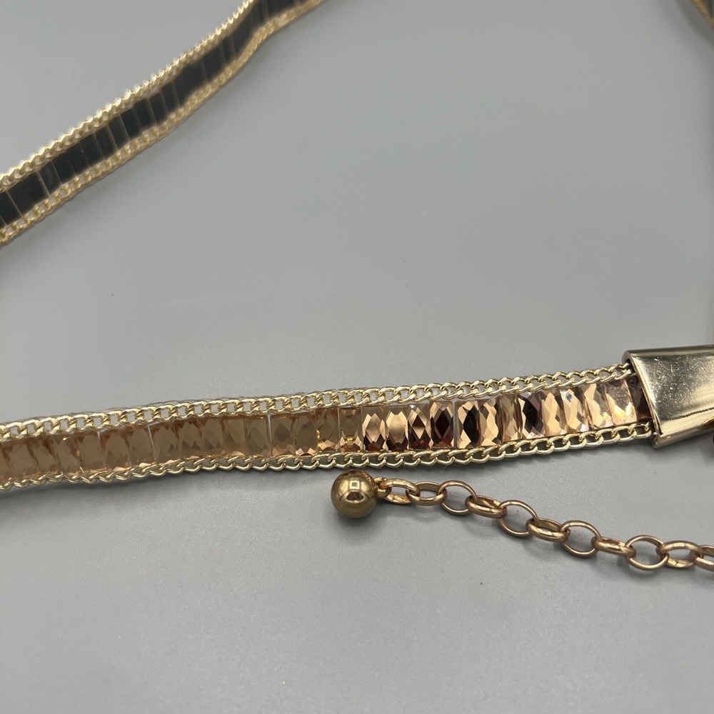 Vintage 1980s Gold Sparkle Belt 32–45" Glam Hook Clasp Adjustable Waist - Picture 4 of 5